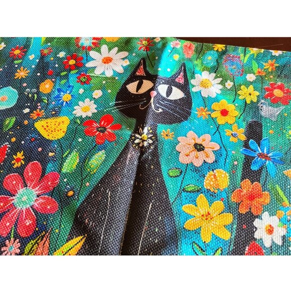 Black Cat Throw Pillow Covers 2 Decorative Cases Floral Decor Sofa Couch Accent - Picture 9 of 15